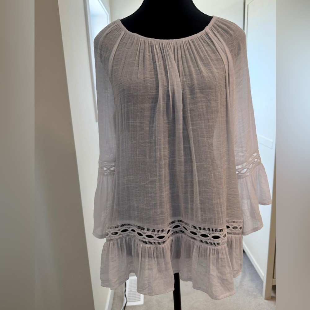 Counterparts Light White Gauze Peasant Blouse